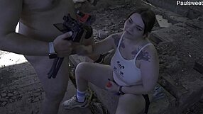 Curvy Russian BBW Pegs in Public Outdoor Heat