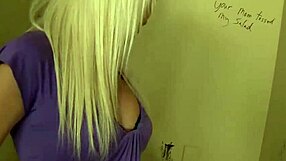 Blonde Stevie Shae tempts with big tits sucking monster cock in bathroom glory hole