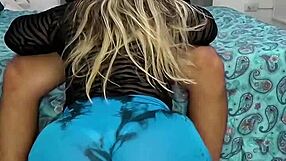 curvy mature woman competes with young man in intense oral challenge