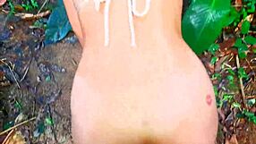 Risky Public Moment With Cute Brunette On Beach Trail