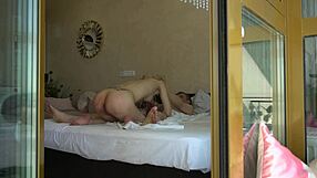 Elderly man shares intimate moment with stepdaughter in bedroom