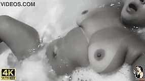 Milf teacher in bubble bath masturbates pussy intensely while wearing lingerie and fantasizing about anal assfucking