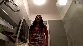 Hottest Redhead in Bathroom STRIPS OFF Panties to Reveal ASS and PUSSY