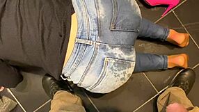 Desperate German Lover Pees In Jeans Then On Ass While She Teases With Handjob And Blowjob