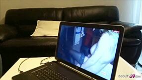 Neighbor Catches Him Watching Porn and Helps with Fuck - German Mature