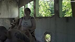 Curvy Russian BBW Pegs in Public Outdoor Heat