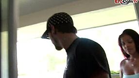 Black haired latina woman with small natural tits gets picked up on the street