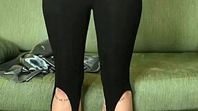 Neighbors Hazel Ash models button down and yoga pants