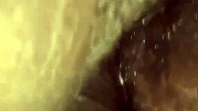 Black amateur gets ass and pussy fucked in missionary position.