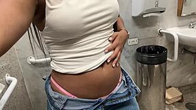 Teen Mexican Masturbates Hard in Shopping Mall Bathroom NOW!