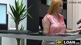 Needy blonde girl sucking huge cock for new furniture