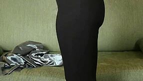 Neighbors Hazel Ash models button down and yoga pants