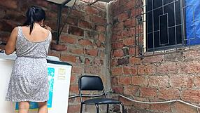 My Slutty Neighbor In The Yard Showing Her Pussy - Under Her Dress