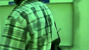 hey, can you resist this shy french girl bent over at work?