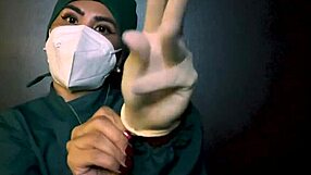 Latex Gloves Tease In Femdom Fetish Play