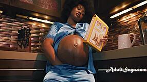pregnant ebony switches from kitchen snacks to interracial banging with nathan bronson