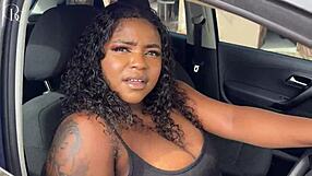 Big Ass Ebony Fucked Through Tight Shorts Hole on Car Wash Trip!