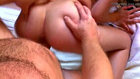 married woman sneaks a quick blowjob behind rocks during outdoor play
