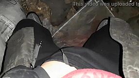 Young village girl reaches orgasm masturbating in cold barn POV