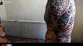 I watch my tattooed lover destroy the young girl's ass in her debut