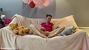 Tiny 18+ Girl Shaved and Naughty in Solo Masturbation