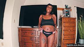Thick ebony queen Ava teases in lingerie