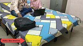 Hot Jiya Sharma gets pounded hard by her boyfriend in a noisy hostel room. Her moans and dirty talk echo in clear Hindi.
