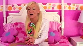 hey, lil lexy is rubbing her pussy with a lollipop, masturbating so good