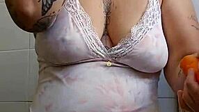 Pregnant woman showing off her big curves, wanna see?