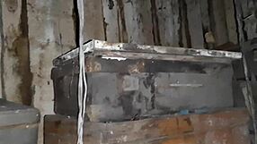 Young village girl reaches orgasm masturbating in cold barn POV