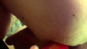 Anal stretching with massive horse cock dildo close up