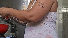 Pregnant woman showing off her big curves, wanna see?