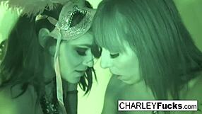 Charley and Alia Janine passionately fuck with big tits and oral