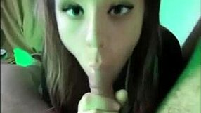 girl sucks dick outdoors in sneakers for close-up facial