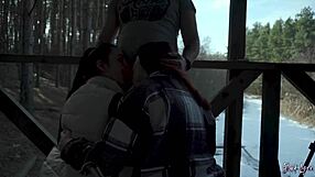 We Sucked Him Together On Vacation! Public Threesome Blowjob.