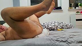 trying pegging in bed with a big strapon, quick finish