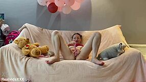 Tiny 18+ Girl Shaved and Naughty in Solo Masturbation