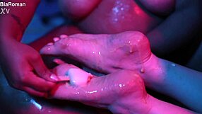 Cutie Piie Rubs Popsicle on Her Feet