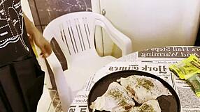 Cooking turns into wild fucking with young athlete!