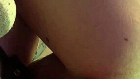 Anal stretching with massive horse cock dildo close up