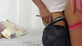 spy cam catches italian stepsis miranda moaning loud in lingerie upskirt action. her perfect body drives wild.