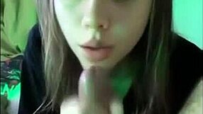 girl sucks dick outdoors in sneakers for close-up facial