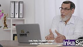 Joven Argentina Culona Seduces Jefe While Hijastro Espia Y La Folla