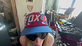 the girl hawk tuahs spit on that big cock before sucking it deep