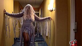 Spooky Halloween corpse bride gets intensely fucked by big black cock in cosplay