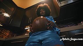 pregnant ebony switches from kitchen snacks to interracial banging with nathan bronson