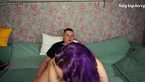 Hot wife with big tits and ass rides reverse cowgirl on husband