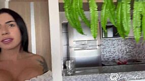 Naughty latina employee gets bold doggystyle pounding in kitchen lingerie