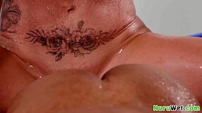 sexy big tit blonde masseuse andi avalon gives amazing wet nuru massage, sucking monster cock scotty p's bbc with wet pussy