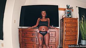 Thick ebony queen Ava teases in lingerie